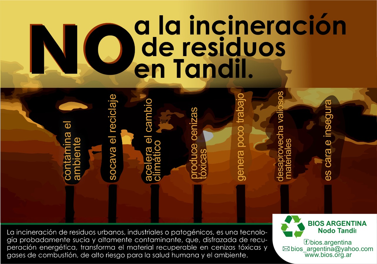 GAIA y la Coalición Ciudadana Antiincineración le dicen no a la incineración de residuos sólidos urbanos en Tandil